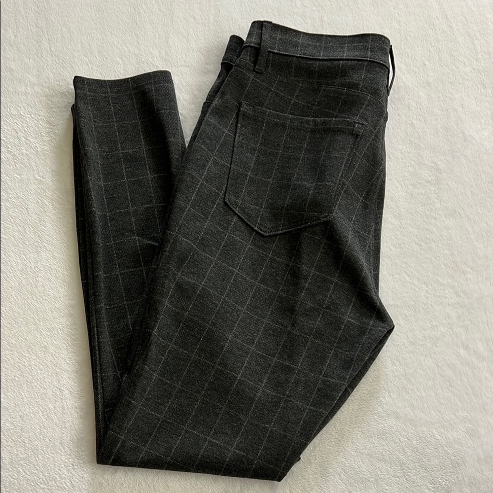 LOFT Charcoal Checkered Trousers